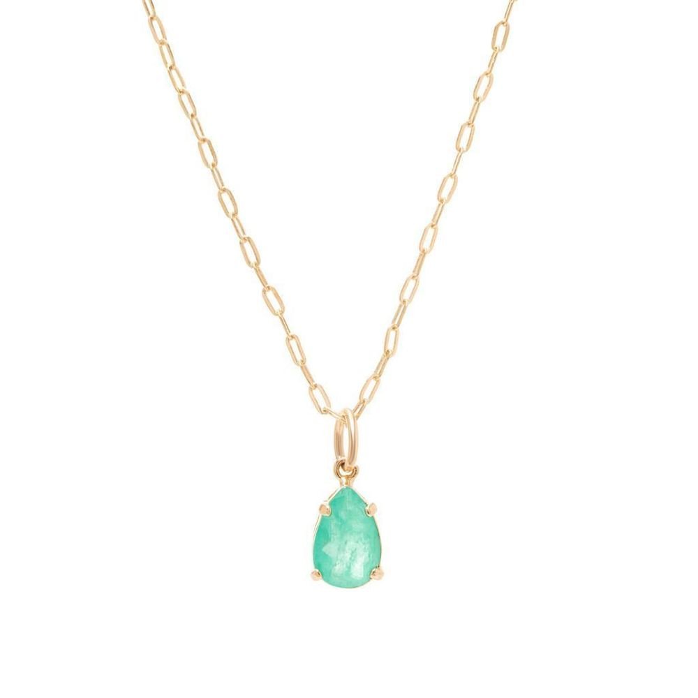 Colar Gota Fusion Turmalina Verde Semijoia Banho Ouro