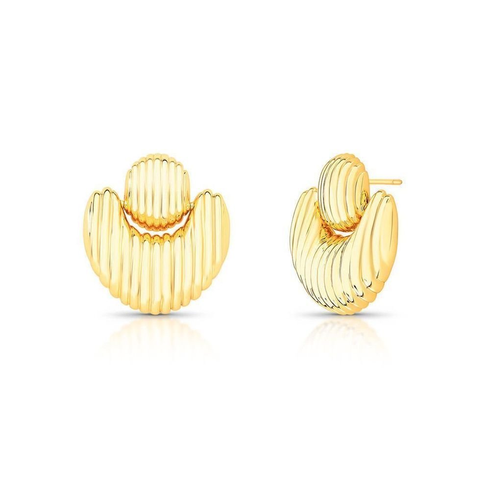 Brinco Vintage Textura Semijoia Banho Ouro