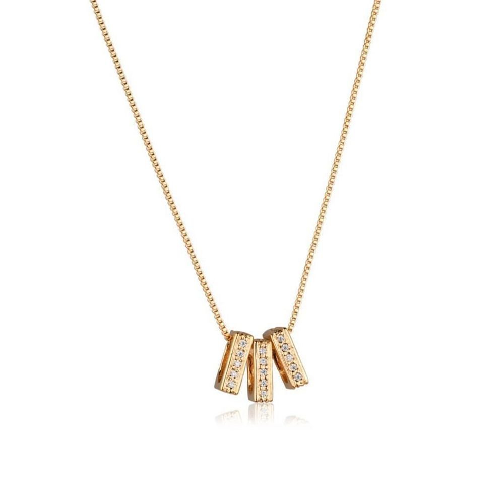 Colar Três Pingentes Zircônias Semijoia Banho Ouro