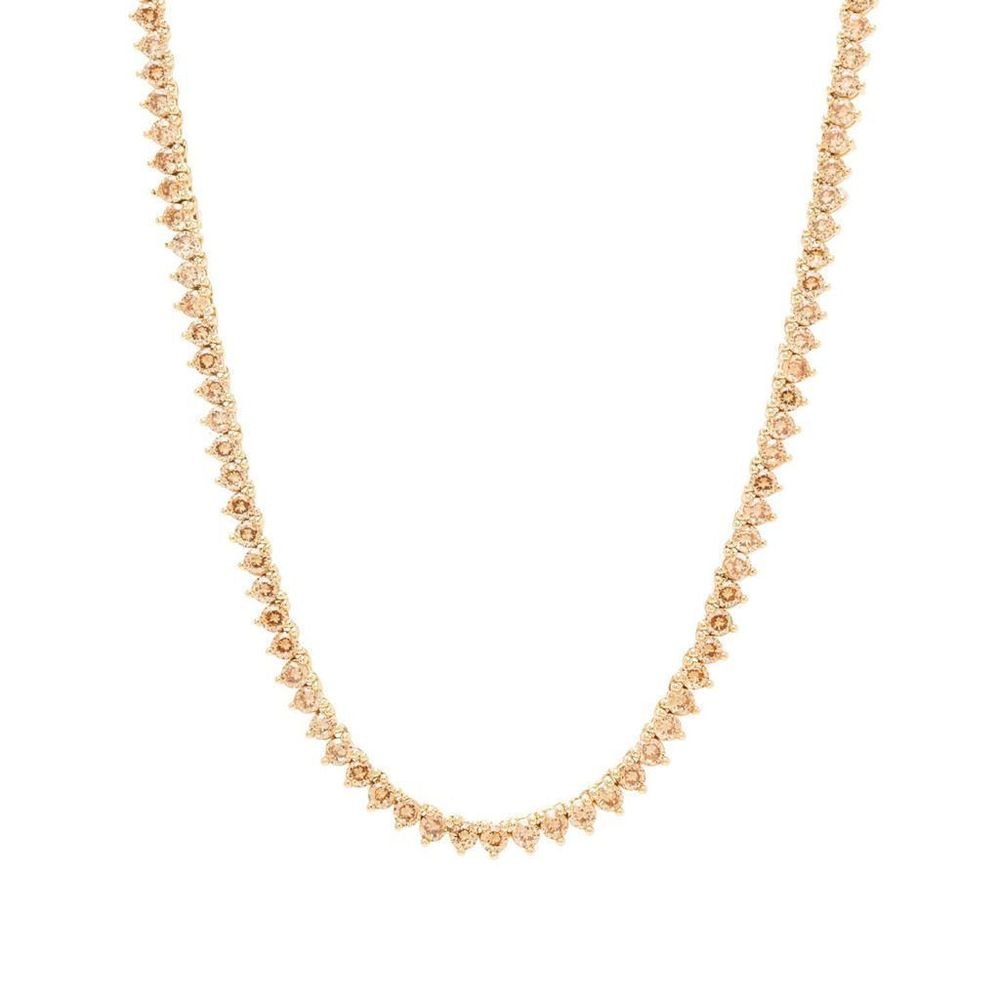 Colar Riviera Zircônias Âmbar Semijoia Fecho Gaveta