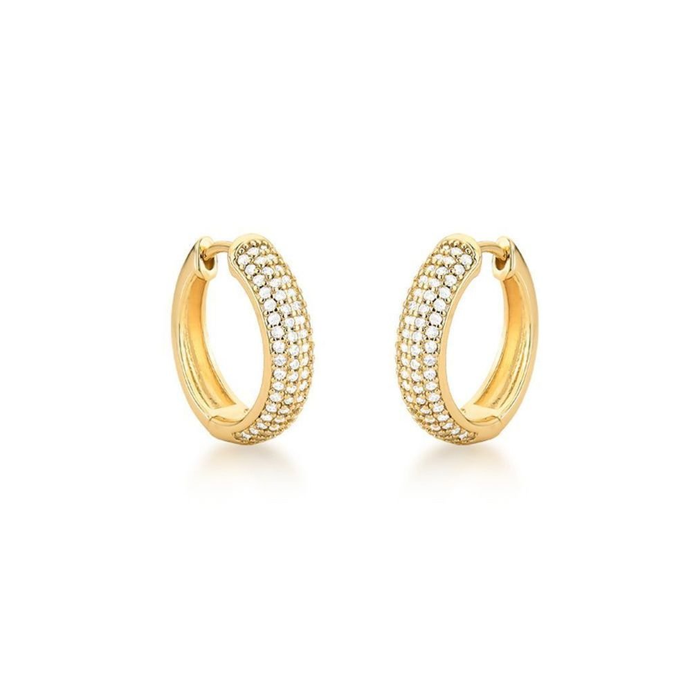 Brinco Argola Click Redonda com Zircônias Semijoia