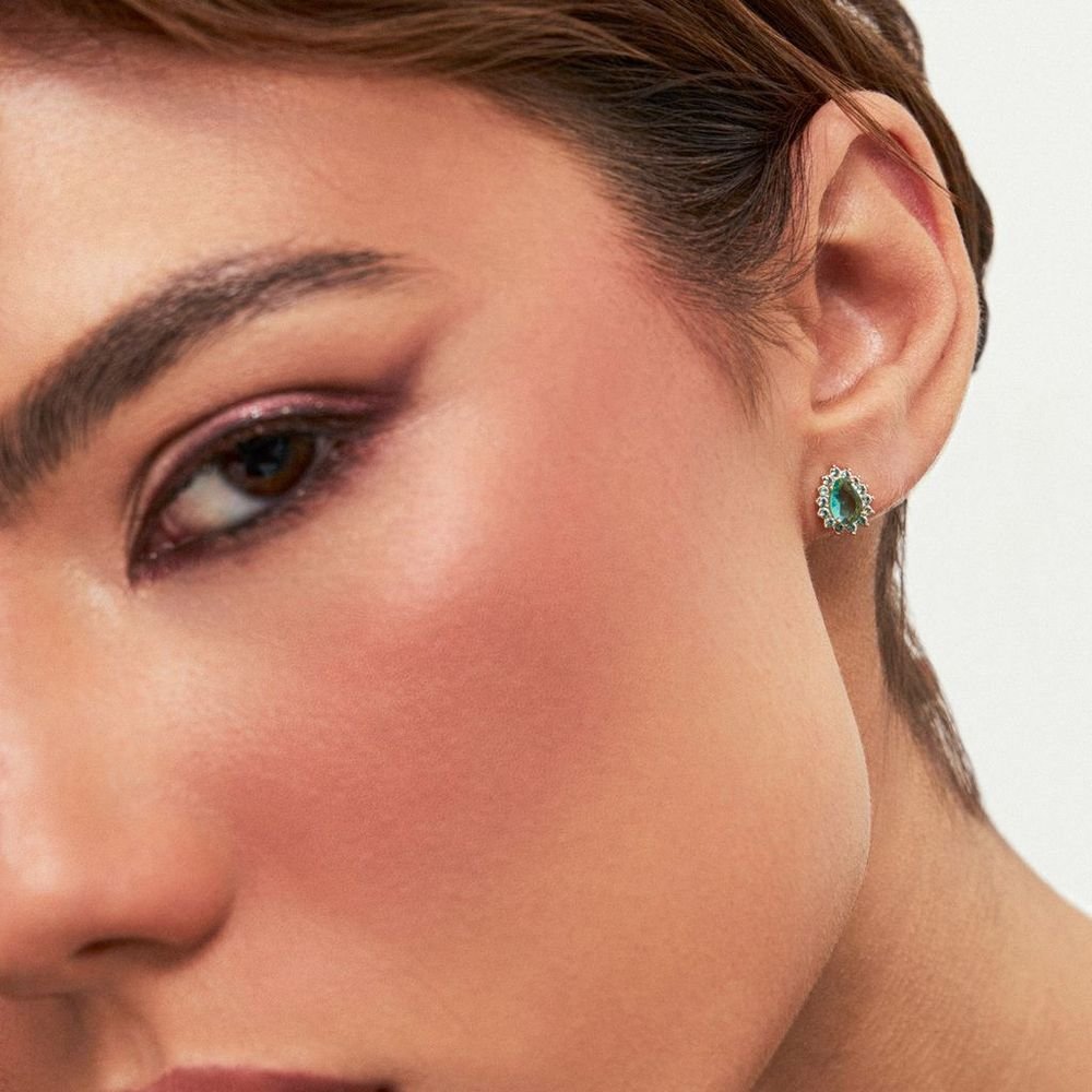 Brinco Gota Zircônias Verde Turmalina Semijoia Verde 2