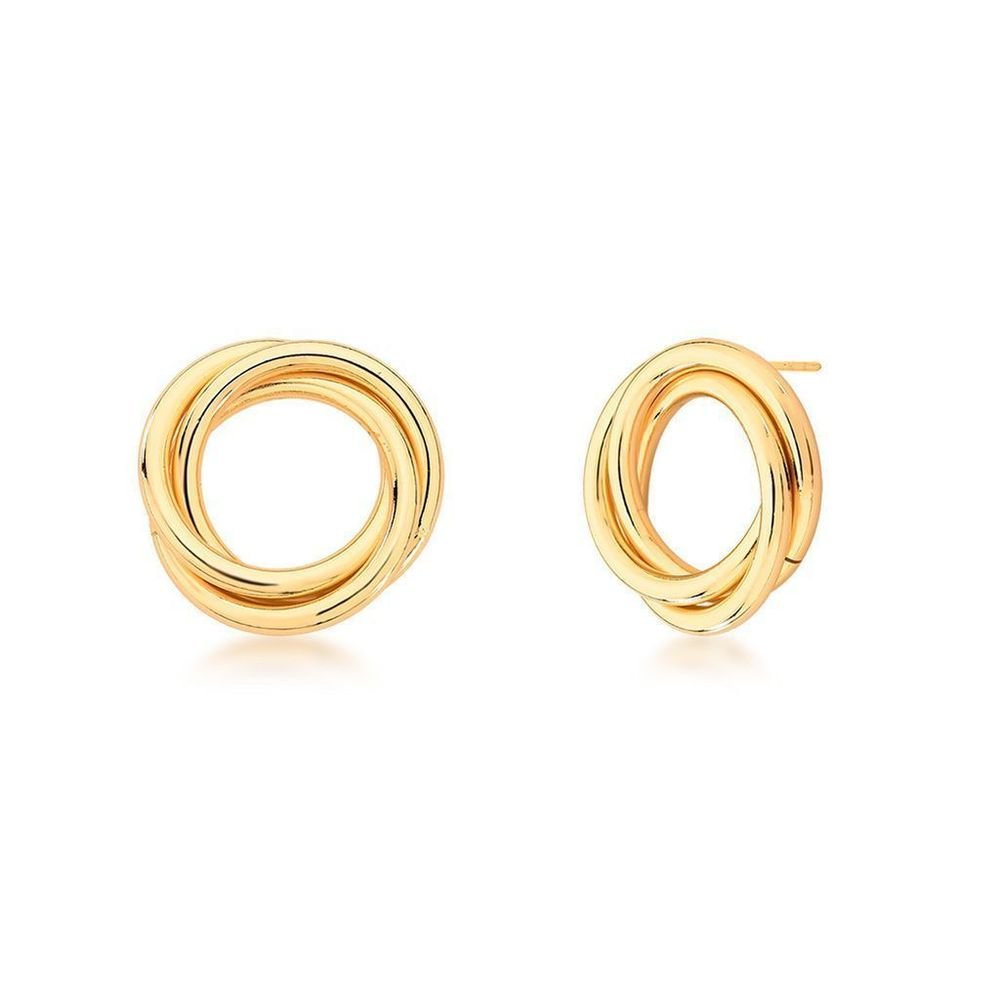 Brinco Redondo Infinito Semijoia Banho Ouro