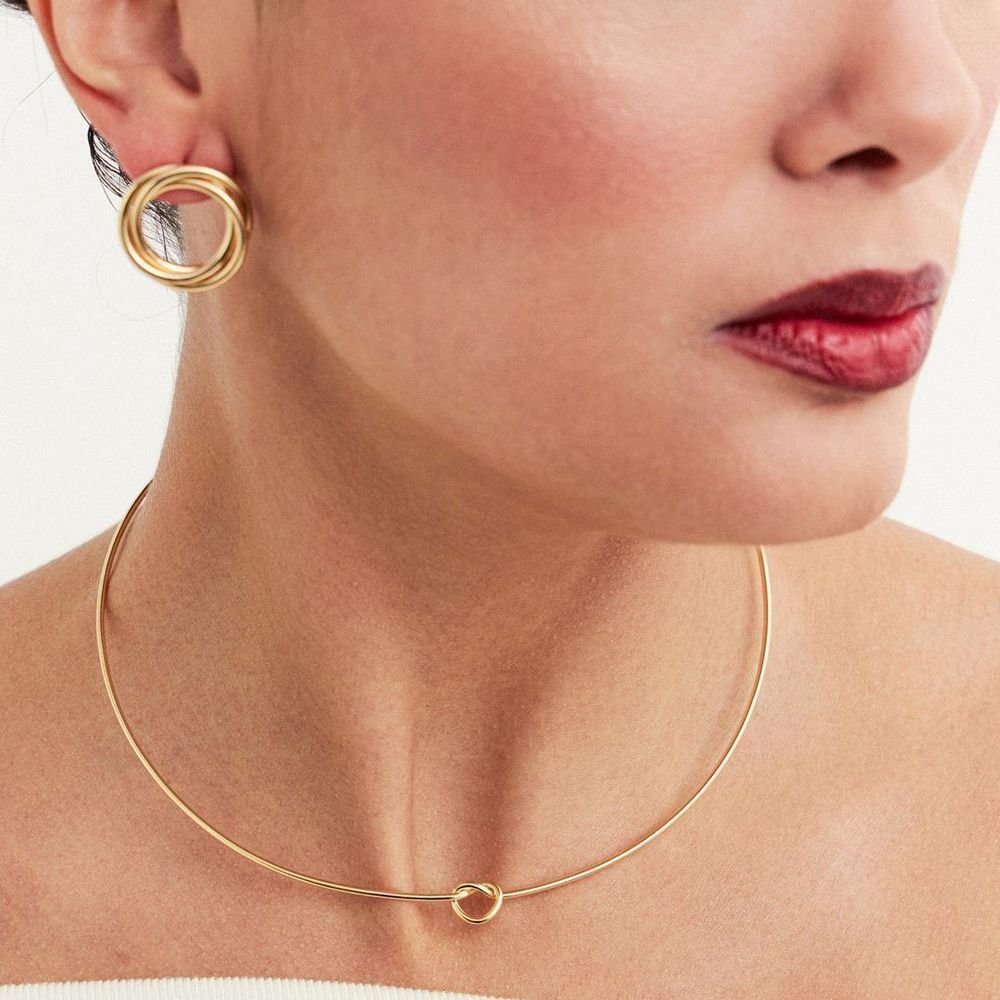 Brinco Redondo Infinito Semijoia Banho Ouro Dourado 2