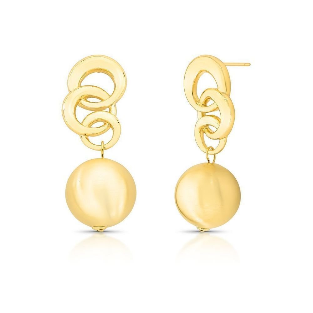 Brinco Elos com Esfera Acetinada Semijoia