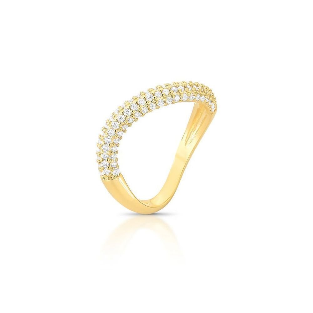 Anel Curvo com Zircônias Semijoia