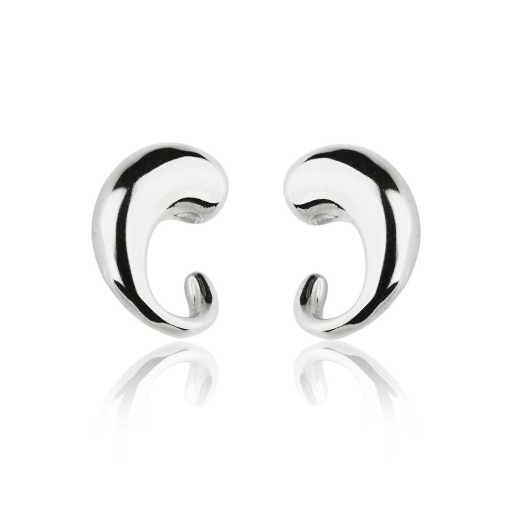 Brinco Gota Vírgula Redonda Semijoia Banho Rodio