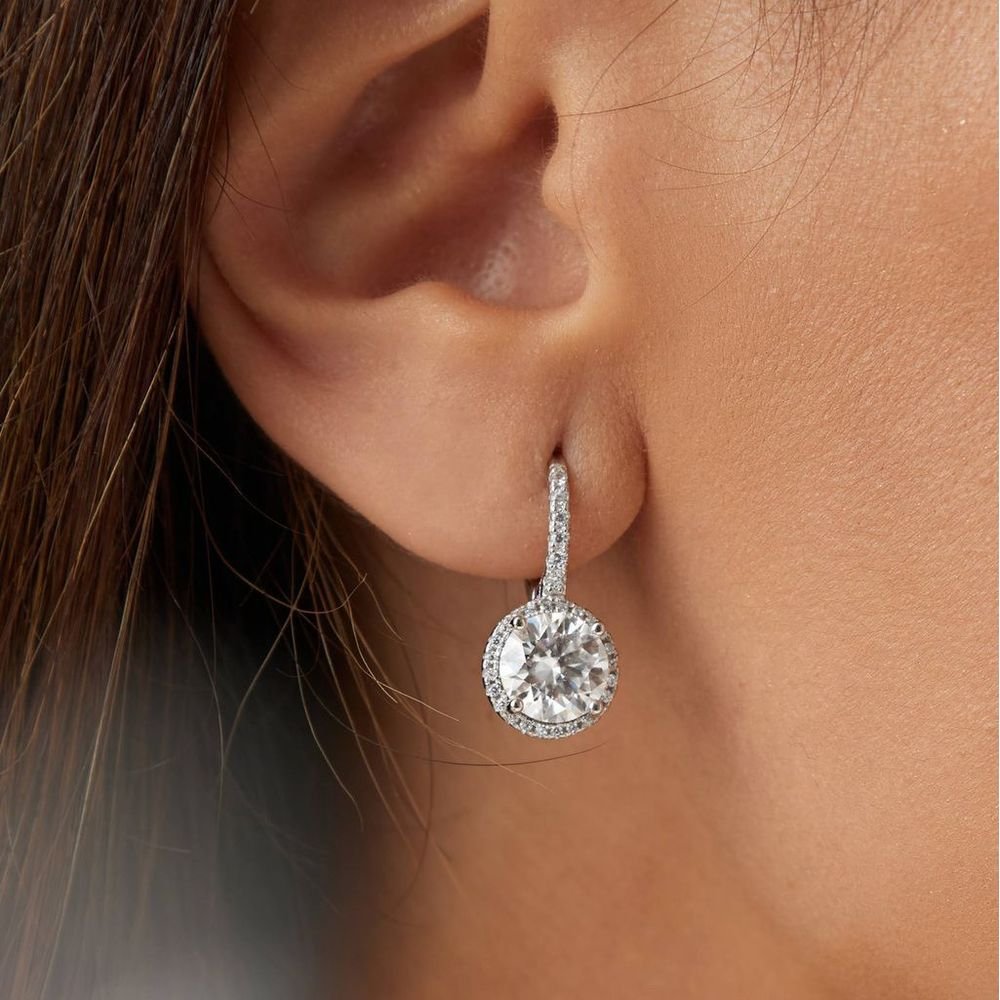 Brinco Argola Pingente Pedra Moissanite Joia Prata 925 Gra Prata 2