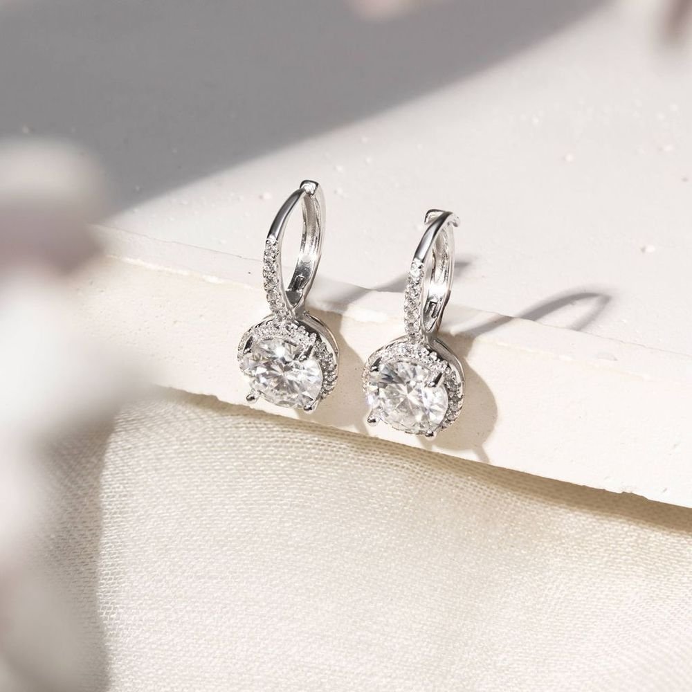 Brinco Argola Pingente Pedra Moissanite Joia Prata 925 Gra Prata 3