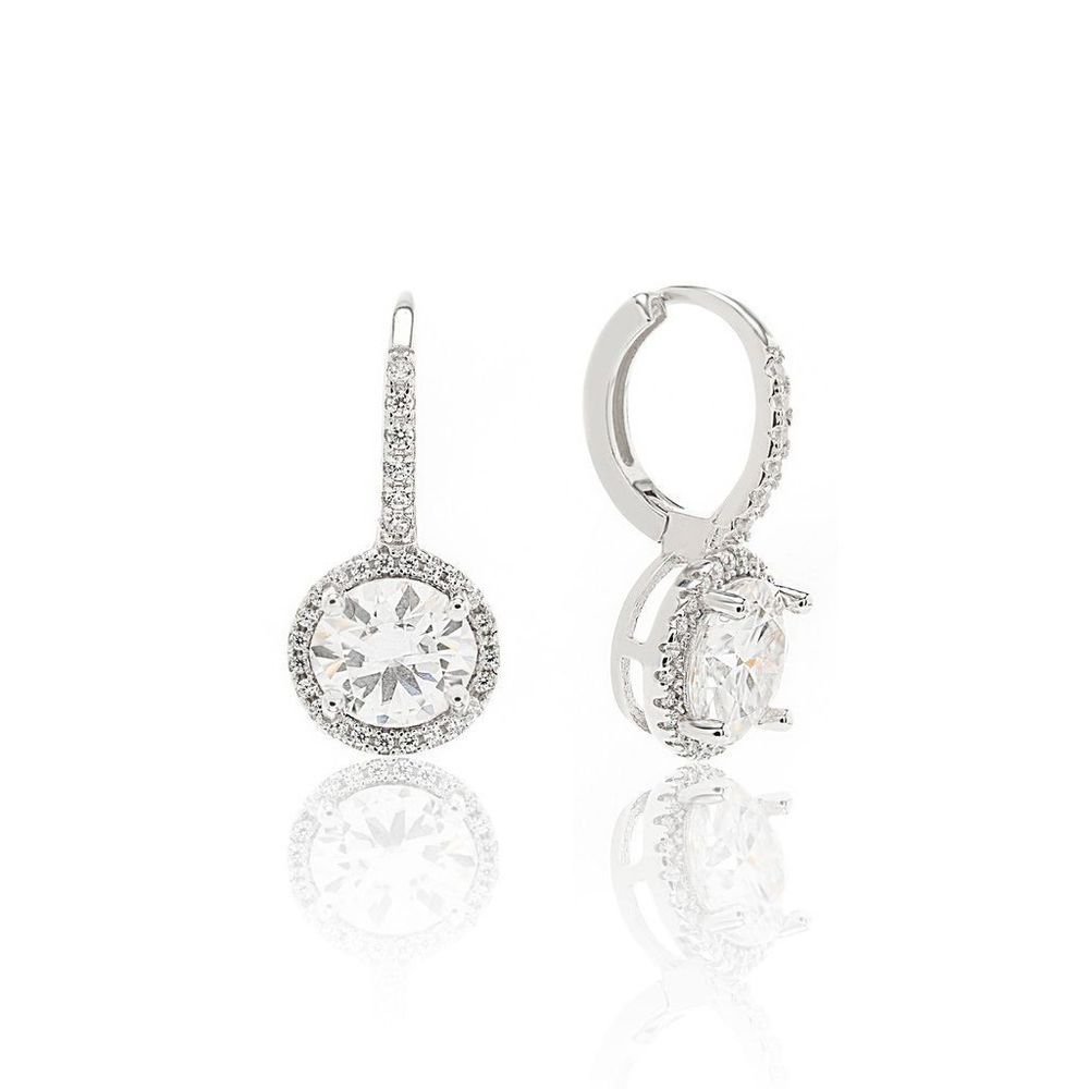 Brinco Argola Pingente Pedra Moissanite Joia Prata 925 Gra Prata 4