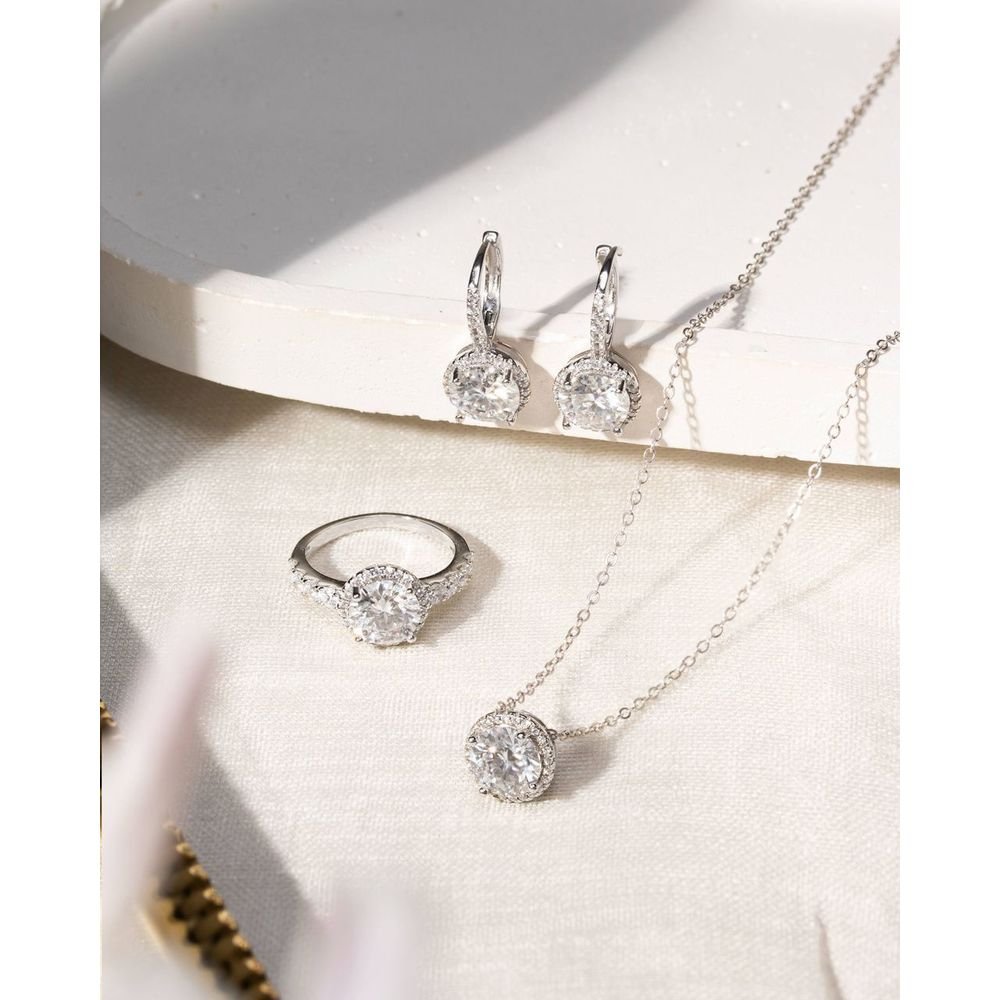 Brinco Argola Pingente Pedra Moissanite Joia Prata 925 Gra Prata 6