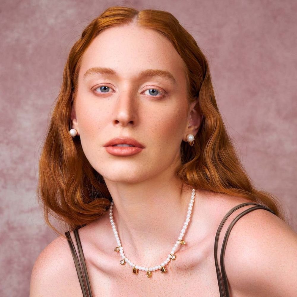 Colar Pérolas Shell Zircônias Cristal Fumê Canário Semijoia Dourado 3