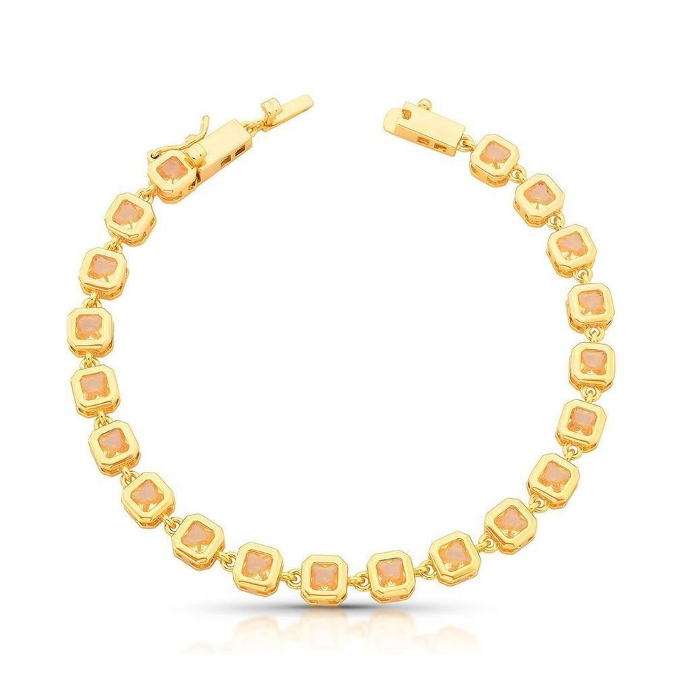 Pulseira Maleável Zircônias Canário Square Semijoia