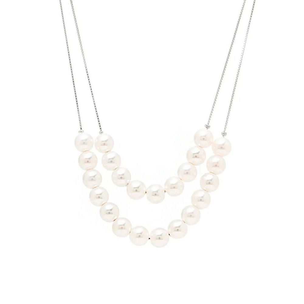 Colar Duplo em Pérolas Shell Joia em Prata 925