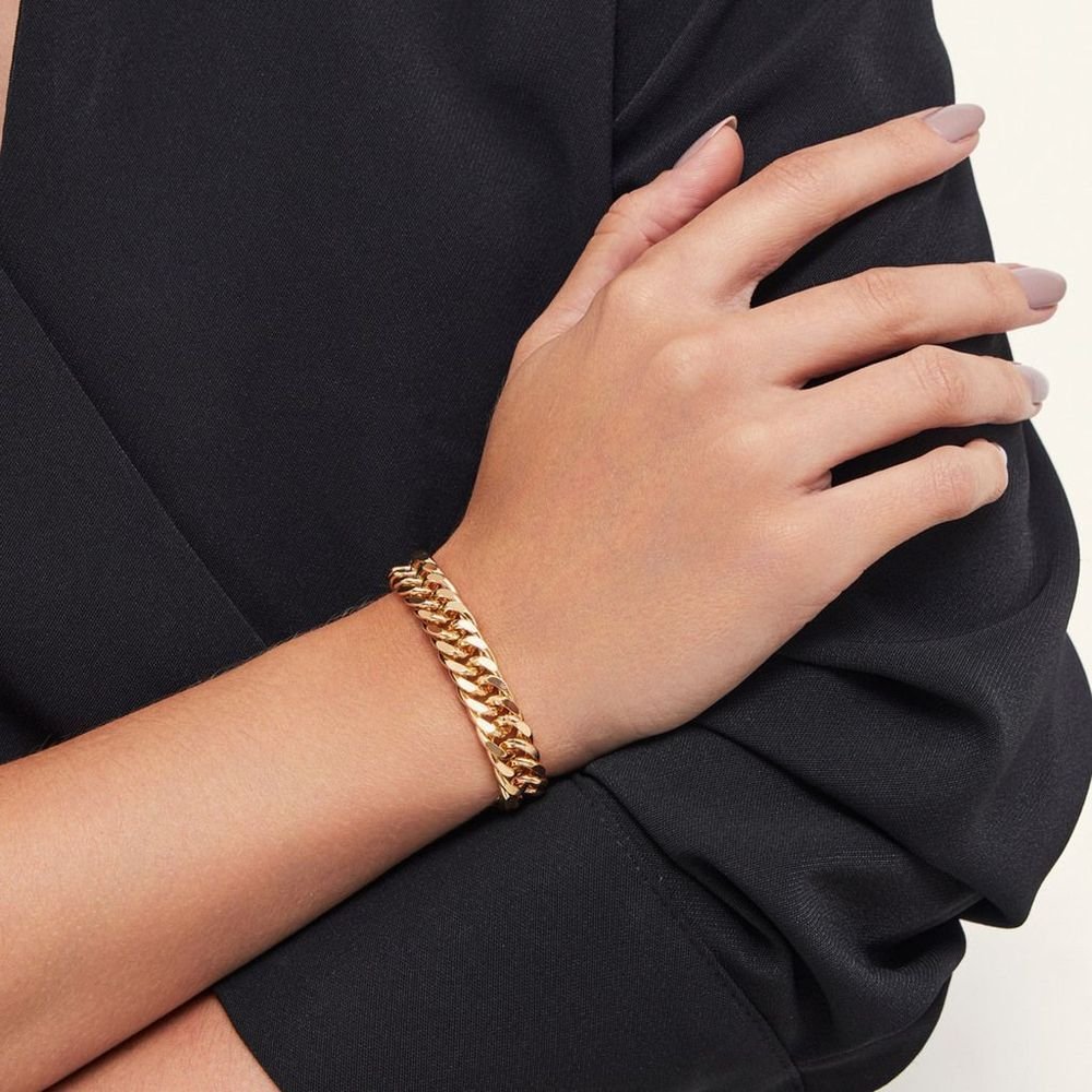 Pulseira Elos Groumet Semijoia Banho Ouro Dourado 2