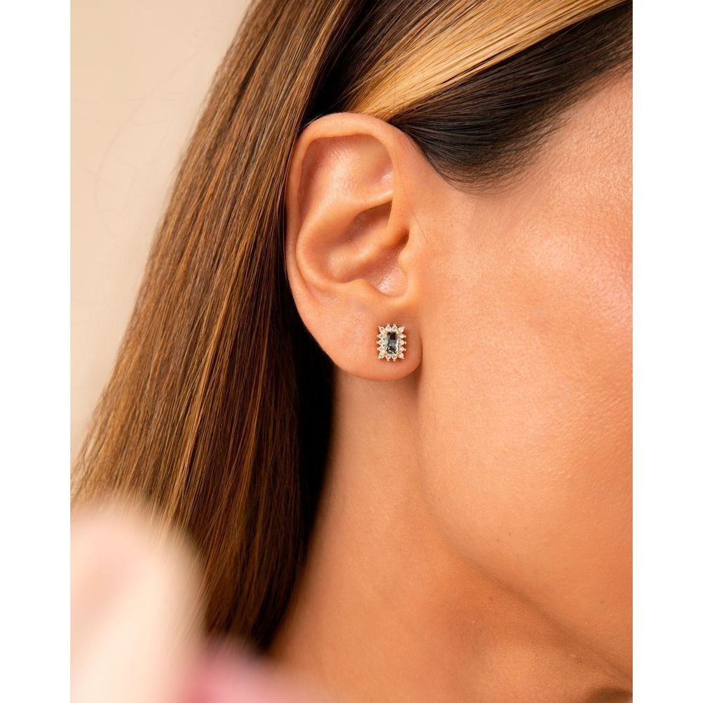 Conjunto Colar e Brinco Cristal Topázio London Blue Semijoia Dourado 2