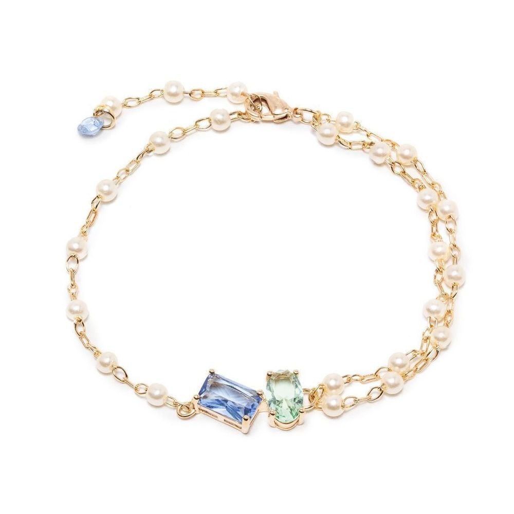 Pulseira Pérolas E Zircônias Berilo Topázio London Semijoia