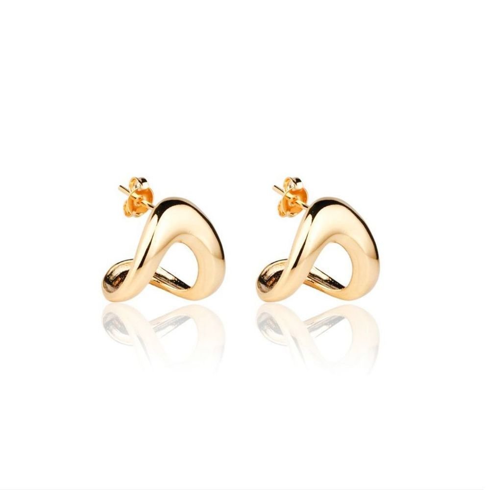 Brinco Liso Orgânico Meia Argola Dupla Semijoia