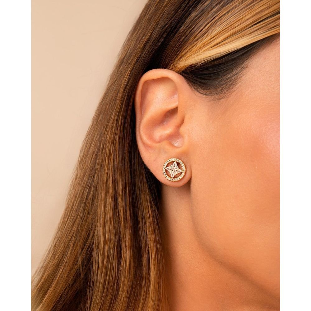 Brinco Redondo com Trevo Zircônias Semijoia Dourado 4