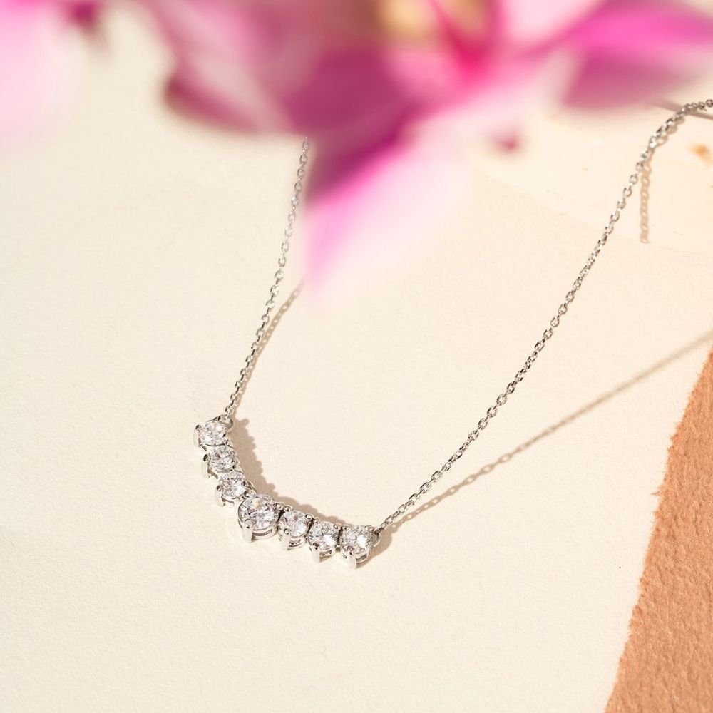 Colar com degrade Zircônias em Prata 925