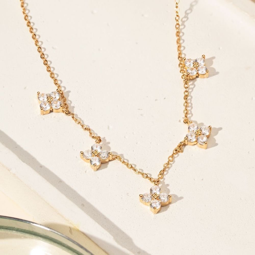 Colar Gotinhas em Zircônias Semijoia Banho Ouro Dourado 5