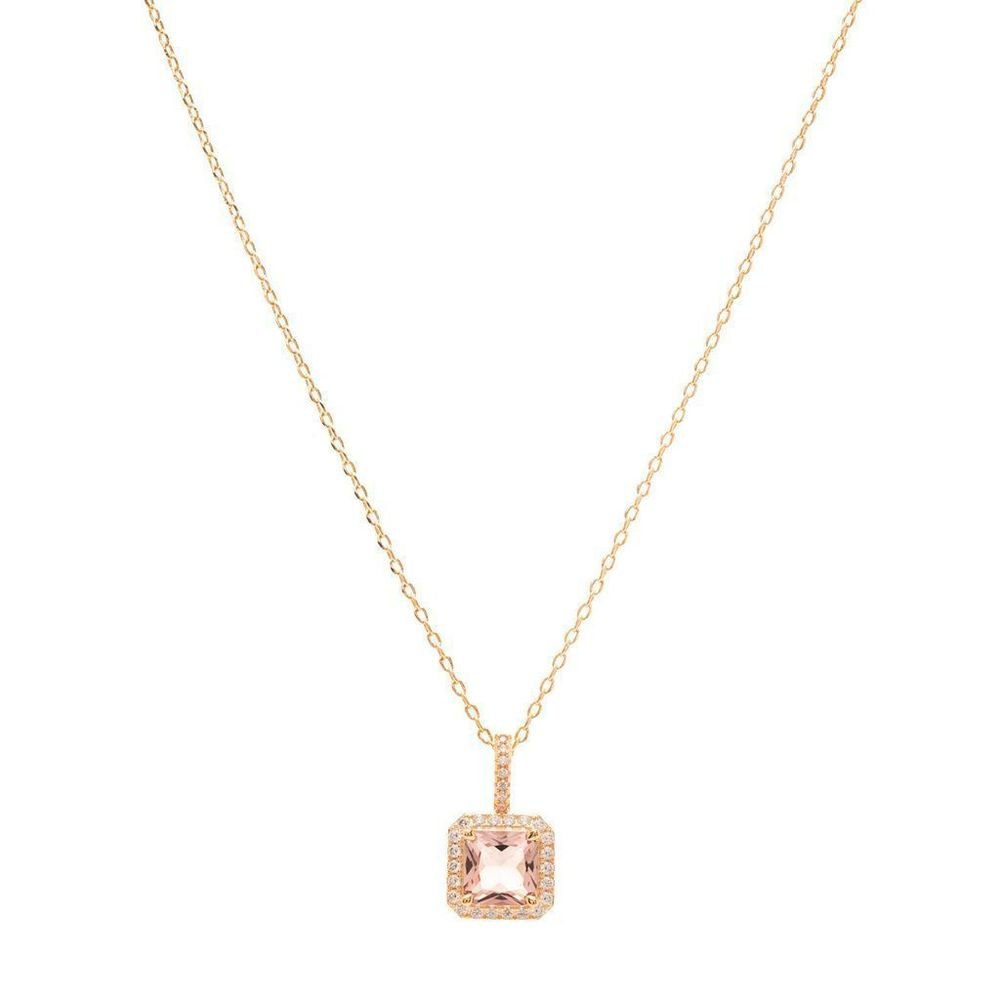 Colar Pingente Quadrado Cristal Rodolita Semijoia