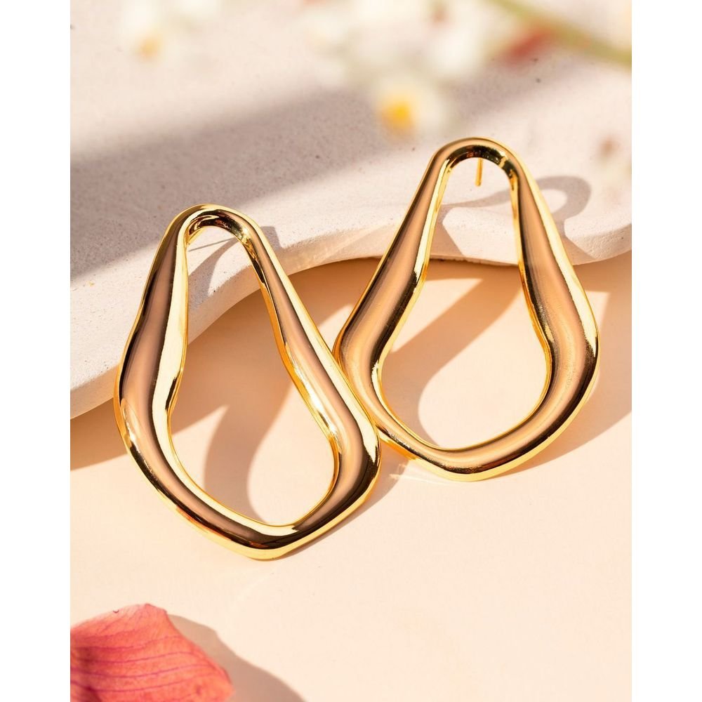 Brinco Maxi Orgânico Semijoia Dourado 2