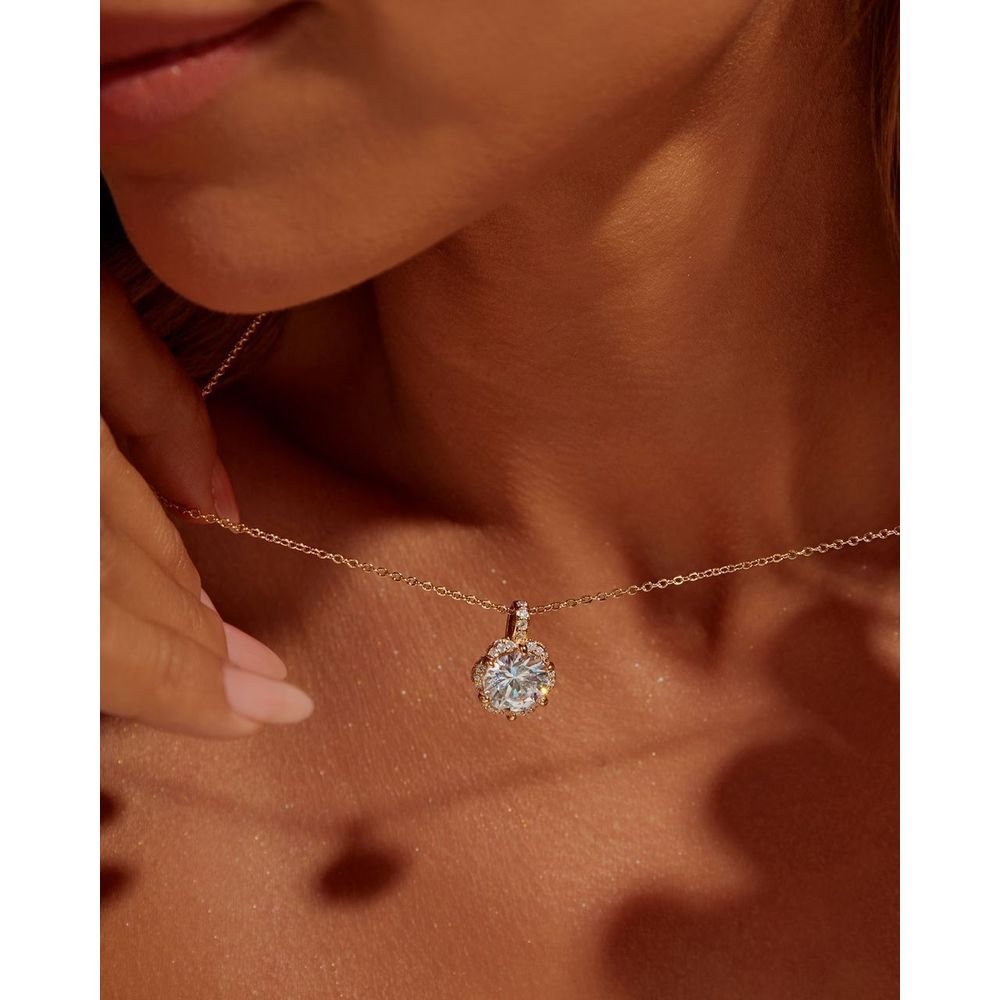 Conjunto Colar e Brinco Roseta de Zircônia Semijoia Dourado 5
