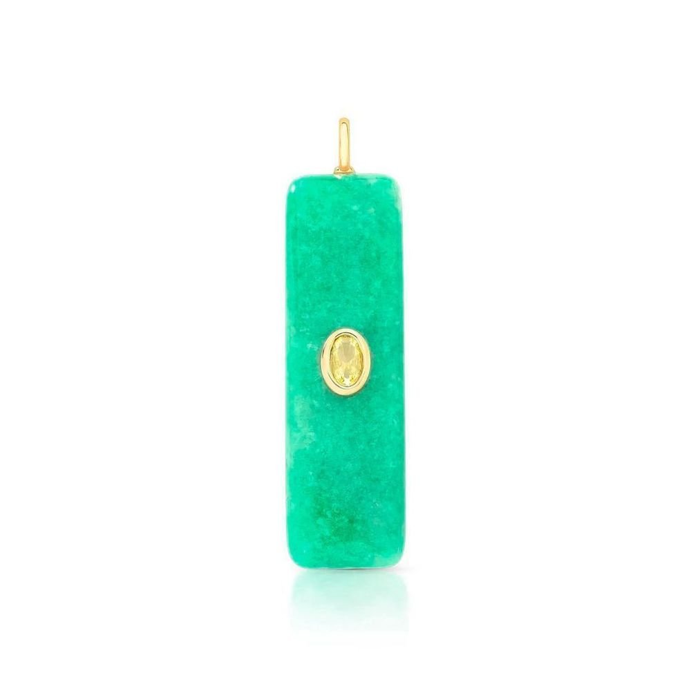 Pingente Pedra Natural Slim Amazonita Verde Semijoia