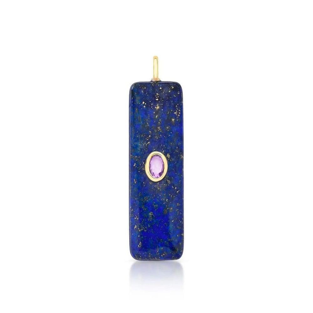 Pingente Pedra Natural Slim Sodalita Azul Semijoia