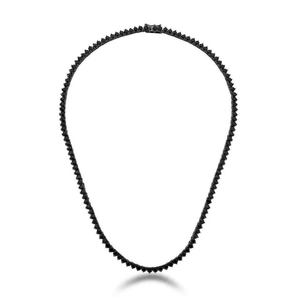 Colar Riviera 3 Garras Zircônias Negras Semijoia Rodio Negro