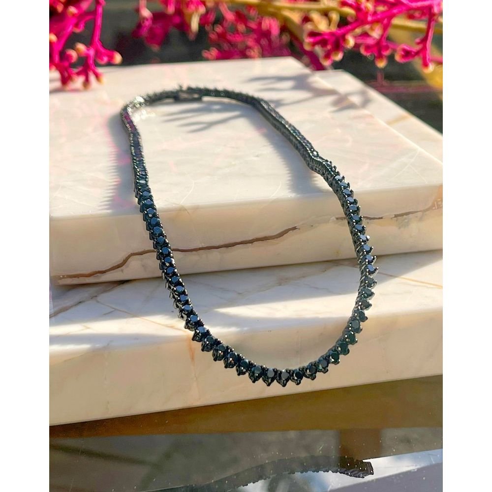 Colar Riviera 3 Garras Zircônias Negras Semijoia Rodio Negro Preto 3