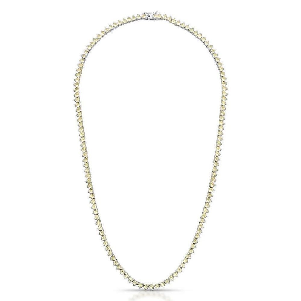 Colar Riviera 3 Garras Amarelo Canário Semijoia Banho Rodio