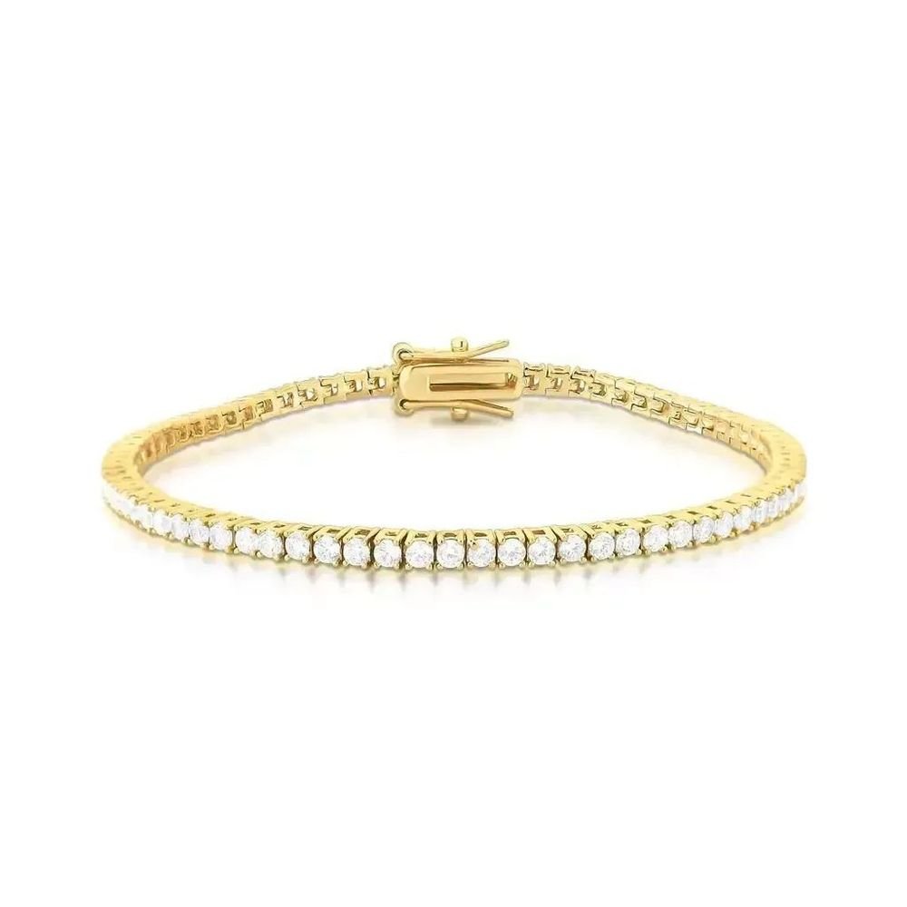 Pulseira Riviera Fina Semijoia Banho Ouro Fecho Gaveta