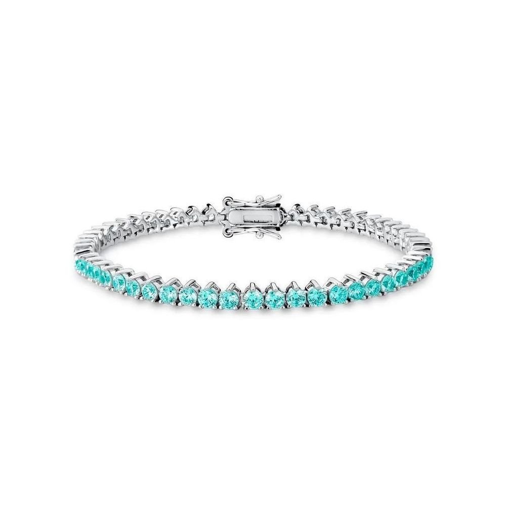 Pulseira Riviera 3 Garras Verde Turmalina Semijoia Rodio