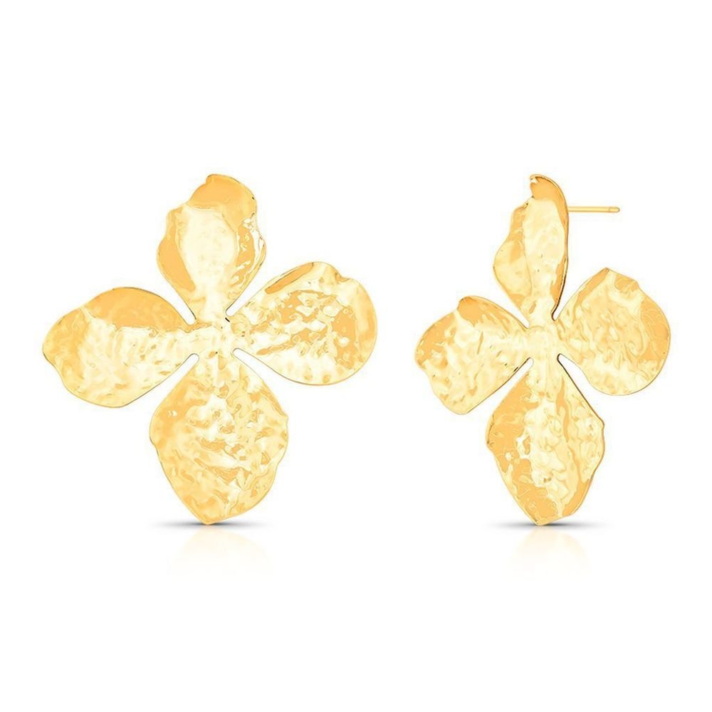 Brinco Maxi Floral Semijoia Banhada a Ouro 18k