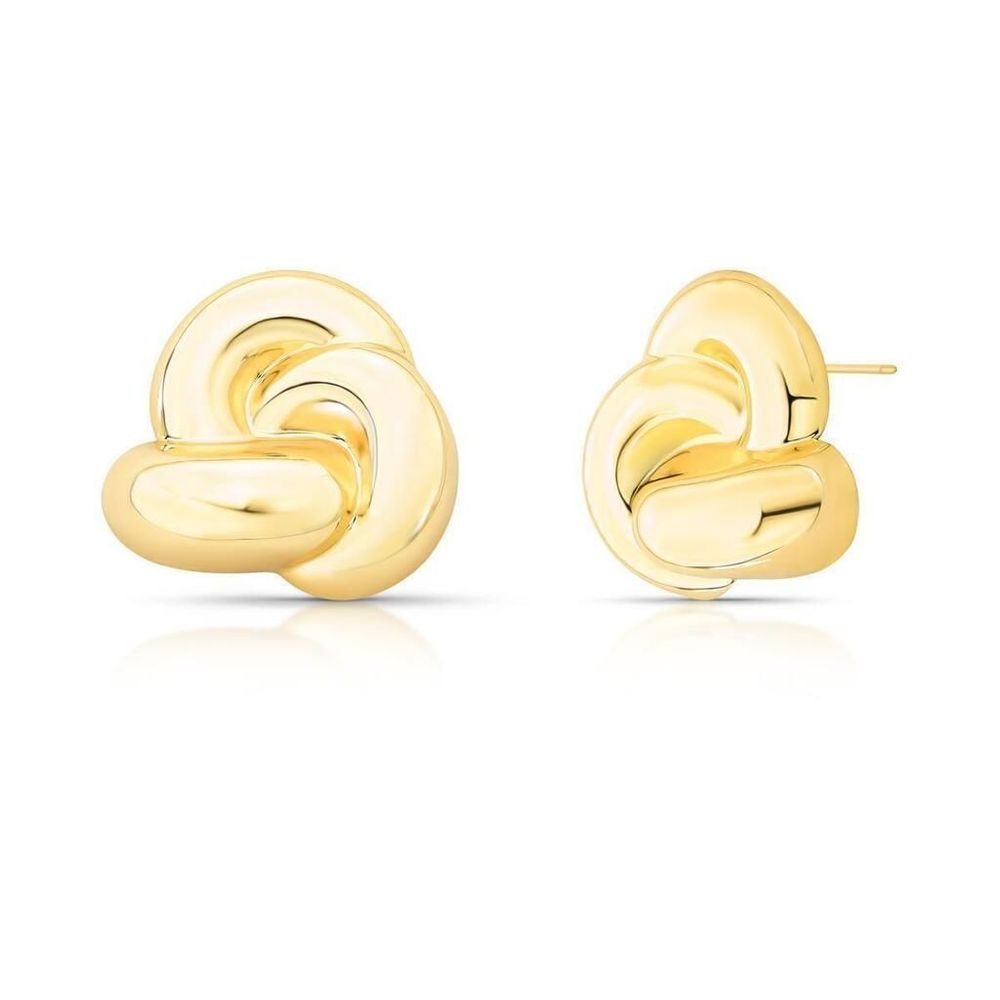 Brinco Grande Bold Nó Semijoia Banhada a Ouro 18k