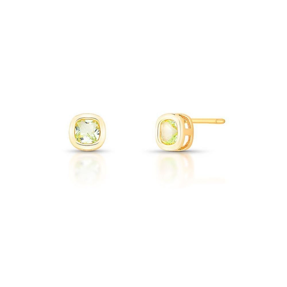 Brinco Quadrado Cristal Peridoto Banhado a Ouro 18k