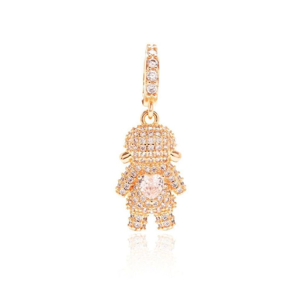 Pingente Menina com Coração Zircônias Banhada a Ouro 18k