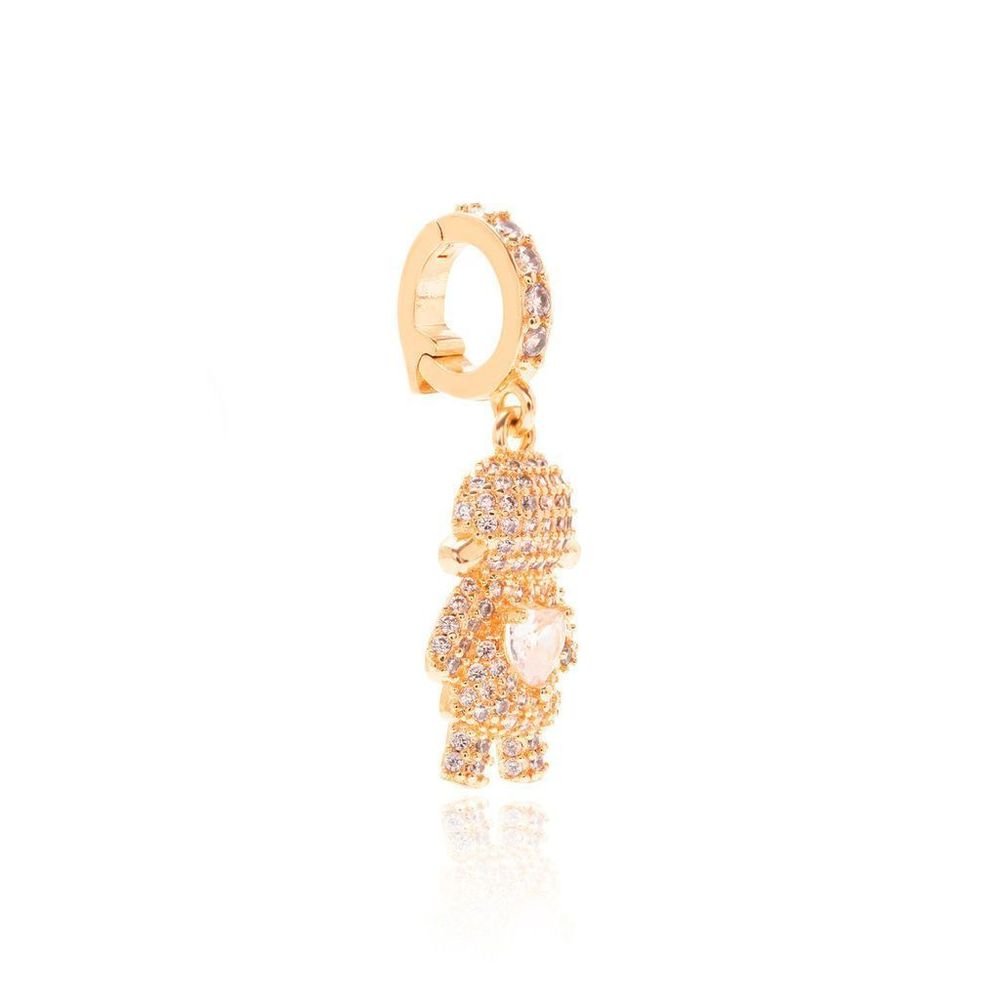 Pingente Menina com Coração Zircônias Banhada a Ouro 18k Dourado 3