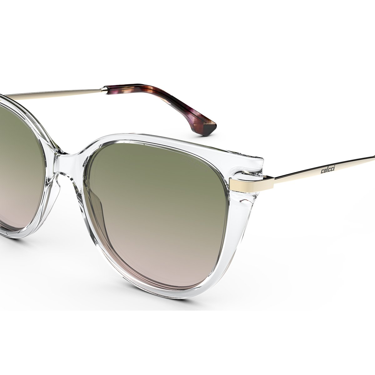 Oculos Solar Colcci Giulia C0203dc3a8 Transparente Translucido Lente Verde Degrade Multicores 3