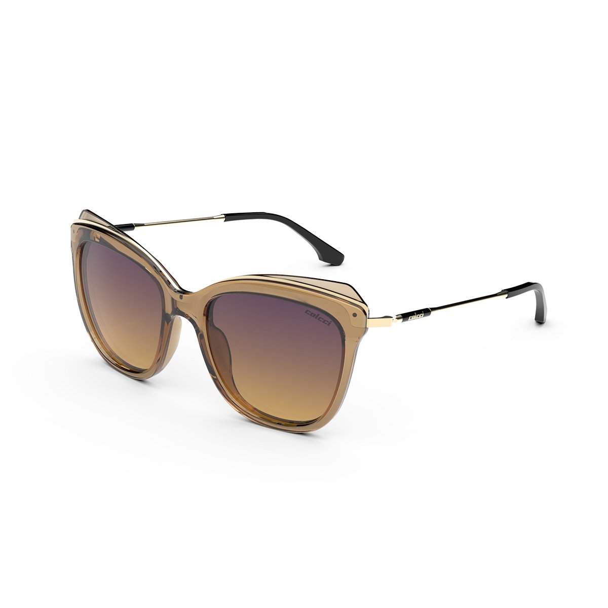 Oculos Solar Colcci Lua C0187j08a7 Marrom Translucido Lente Roxo Degrade Marrom 1