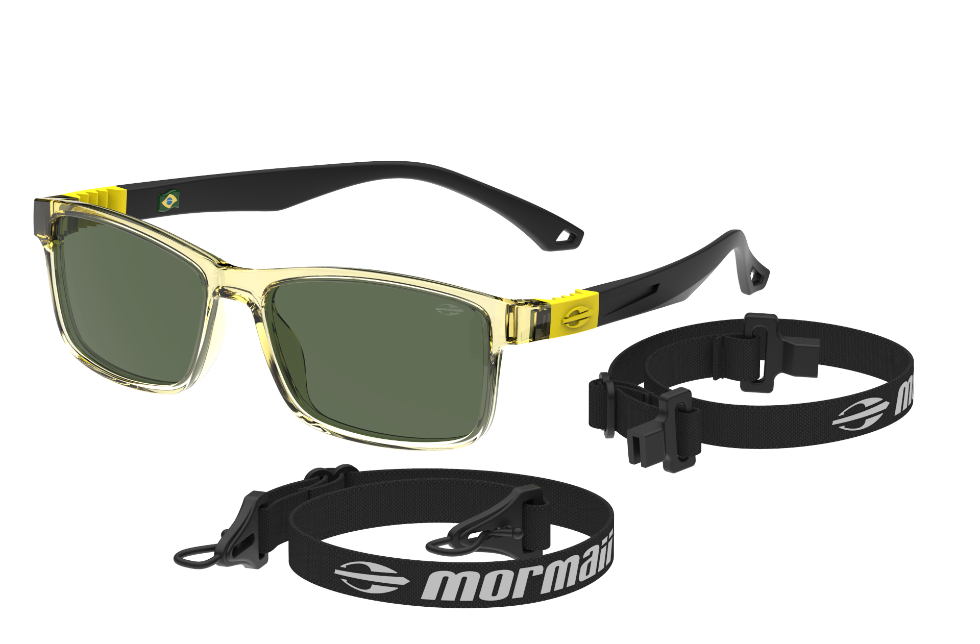 Oculos Solar Infantil Mormaii Rocket Sun M0162j9271 Amarelo Translucido Lente Verde Amarelo 1