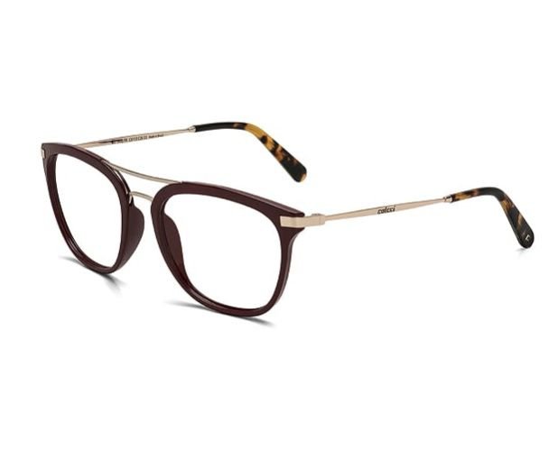 Armacao Oculos Colcci Mag C6113c2653 Bordo Brilho Dourado Brilho