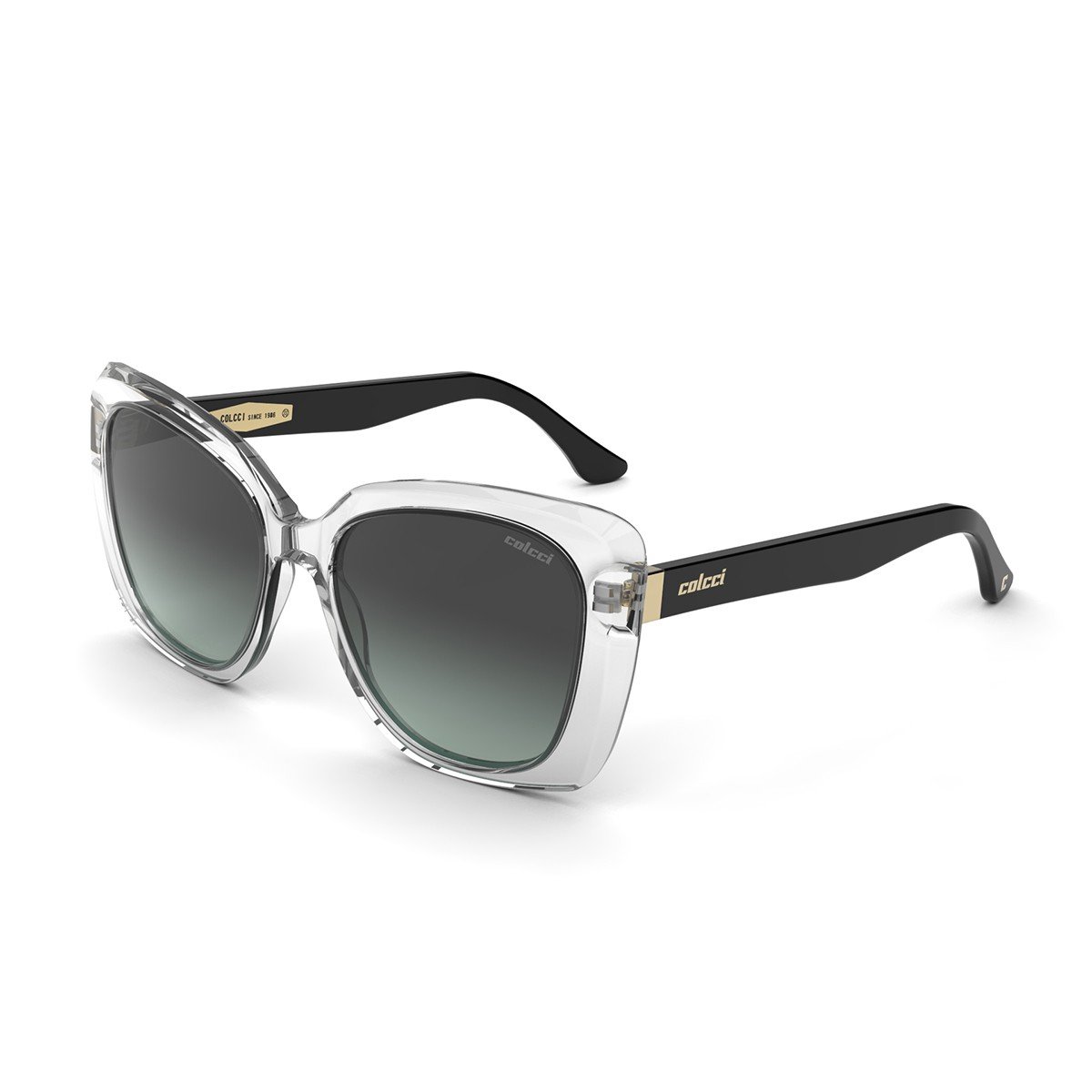 Oculos Solar Colcci Alexia C0181d89a9 Transparente Brilho Lente Cinza Degrade Azul Preto 1