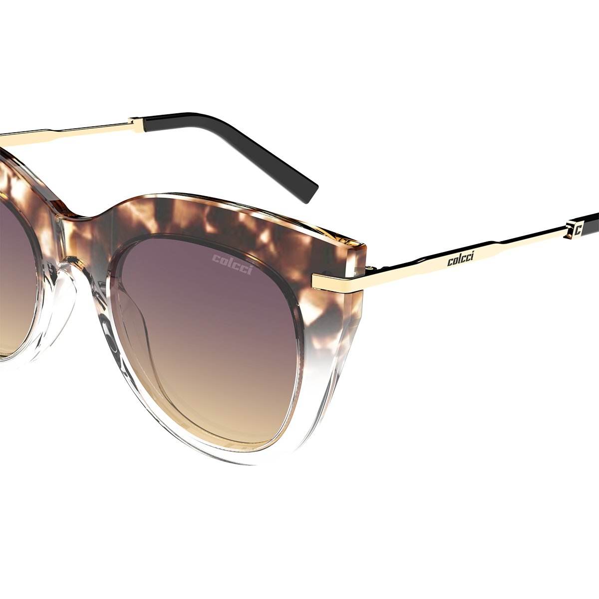 Oculos Solar Colcci Karen C0219fg9a7 Marrom Translucido Demi Lente Roxo Degrade Marrom 2