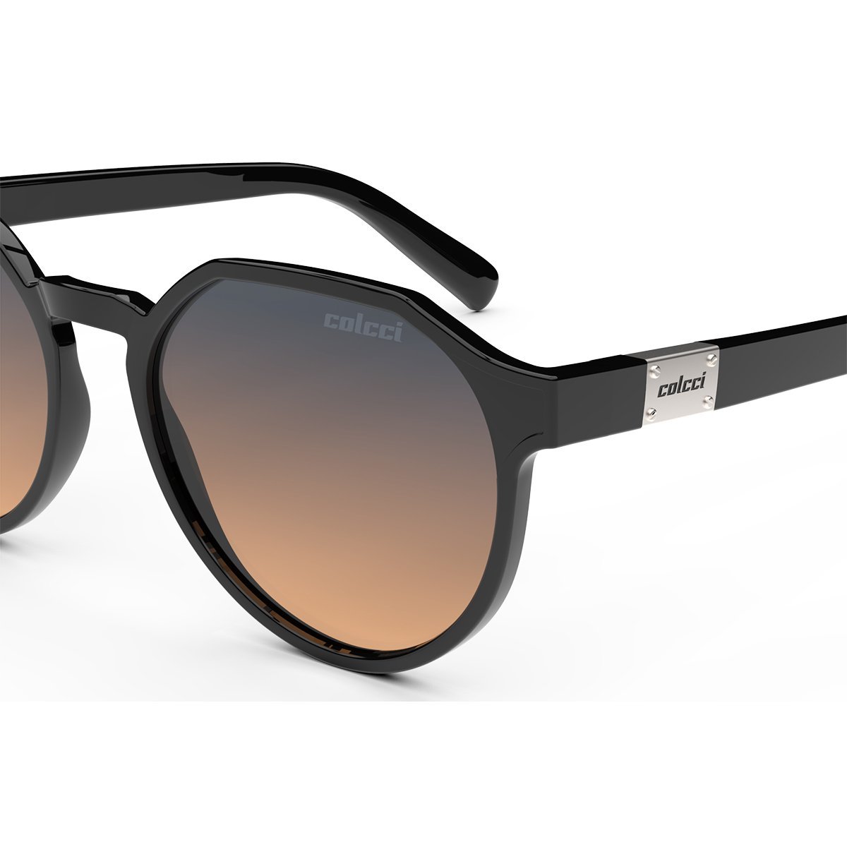 Oculos Solar Colcci Noa 2 C0198a0221 Preto Brilho  Lente Degrade Laranja Preto 3