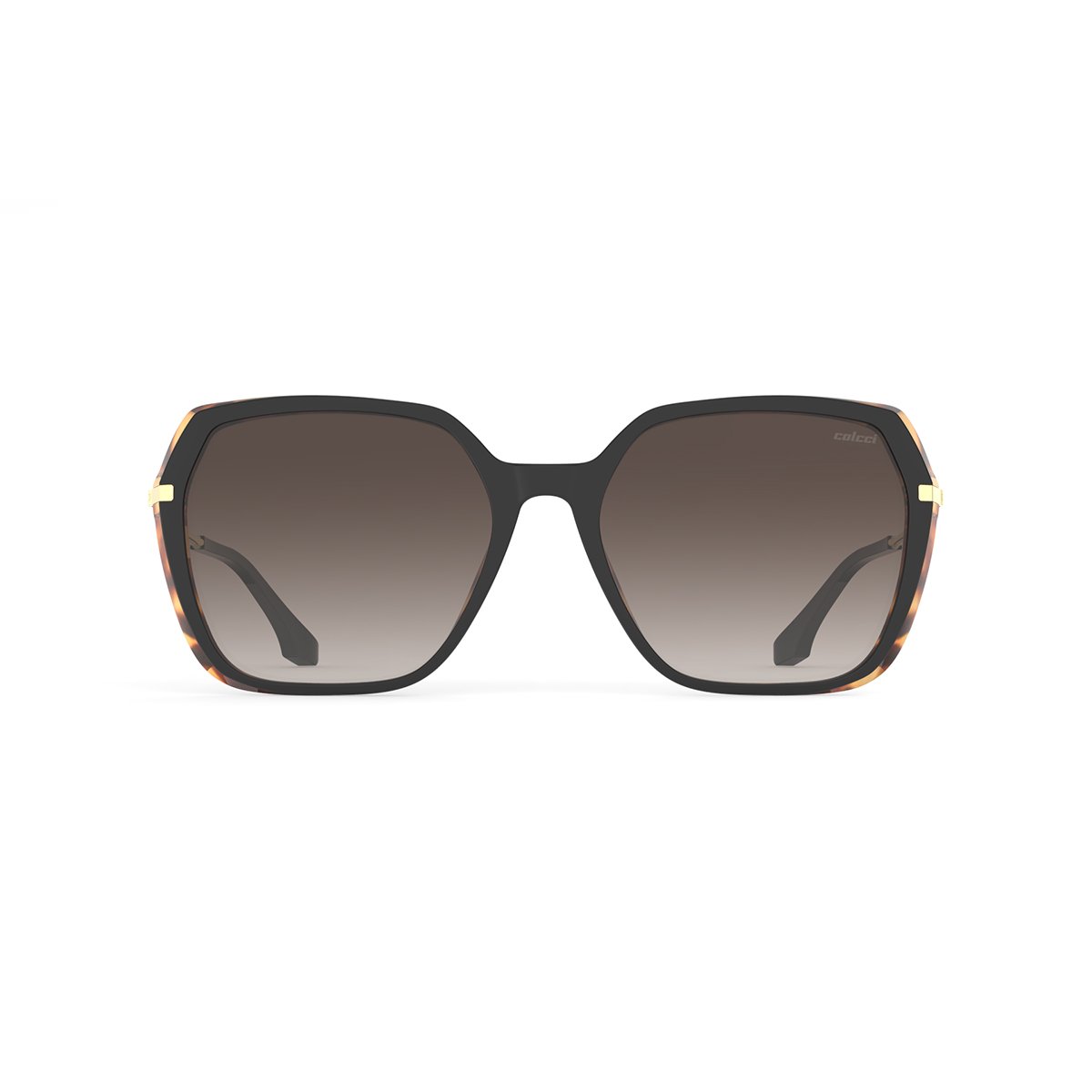 Oculos Solar Colcci Stela C0167agt34 Preto Demi Bege Brilho Lente Marrom Degrade Preto 2