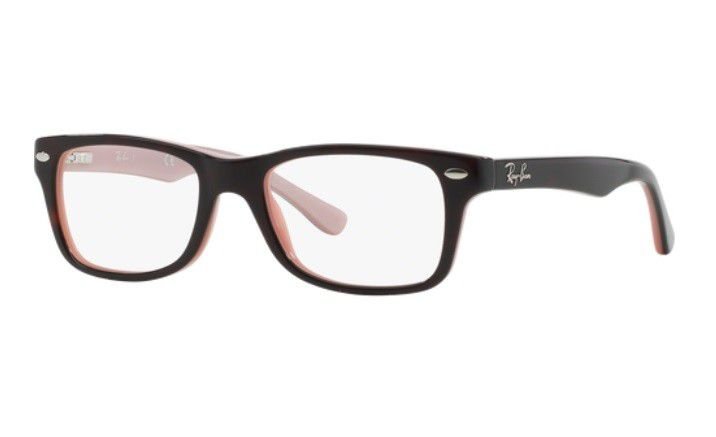 Armacao de Oculos Infantil Ray Ban Junior Rb1531 3580 Lente 48mm Preto Rosa Brilhoso