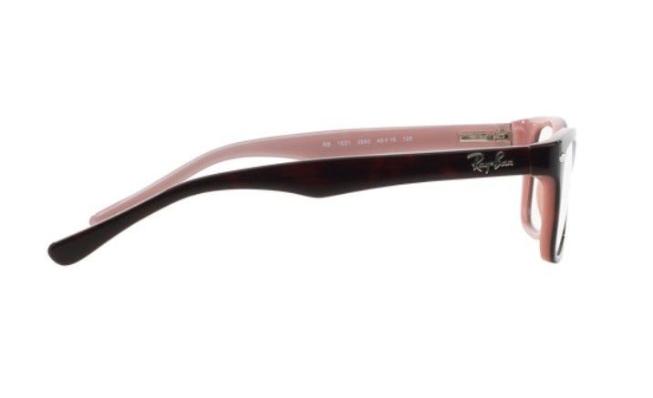 Armacao de Oculos Infantil Ray Ban Junior Rb1531 3580 Lente 48mm Preto Rosa Brilhoso Preto 3